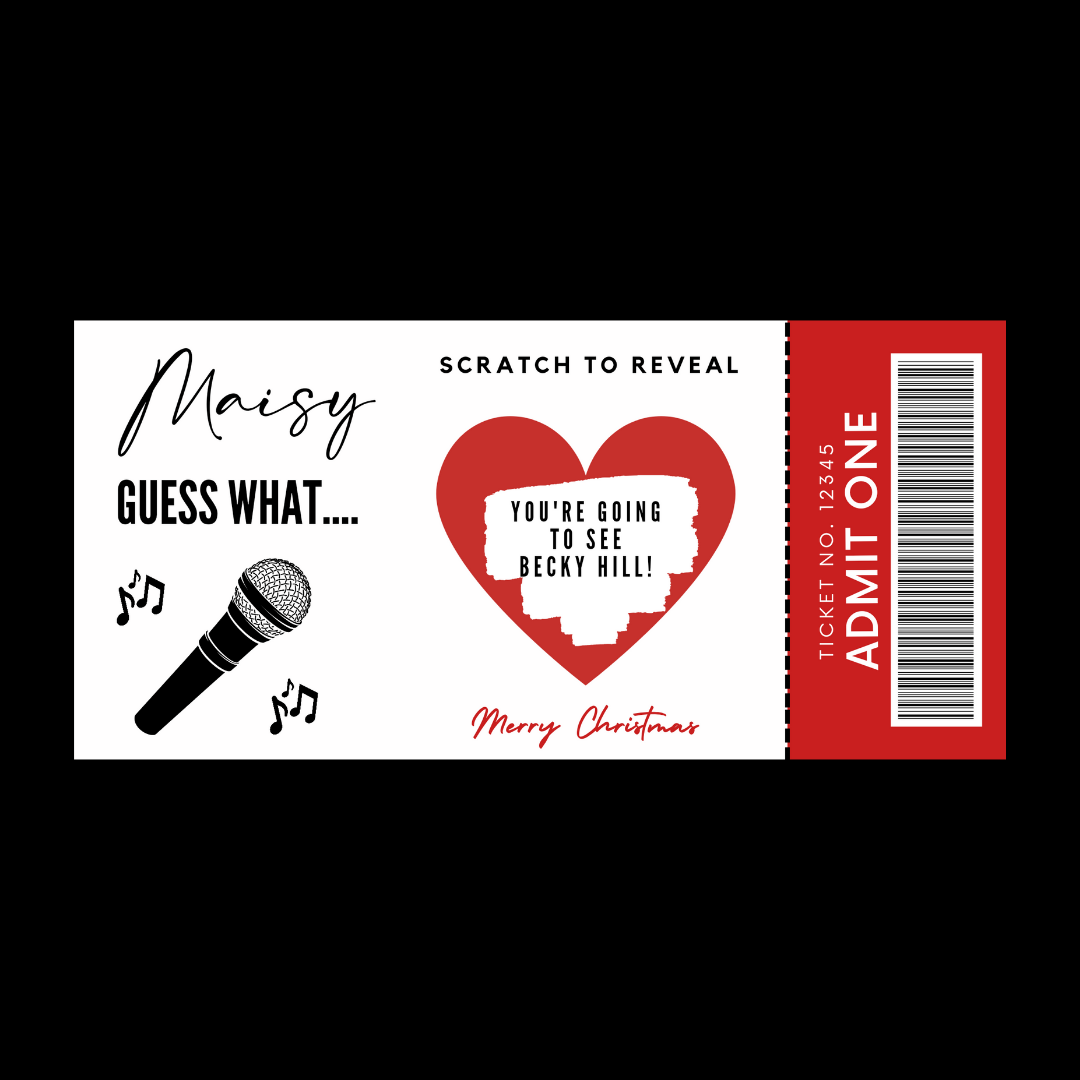 Surprise Ticket Print | Personalised Concert Scratch Reveal Ticket | Gift Idea