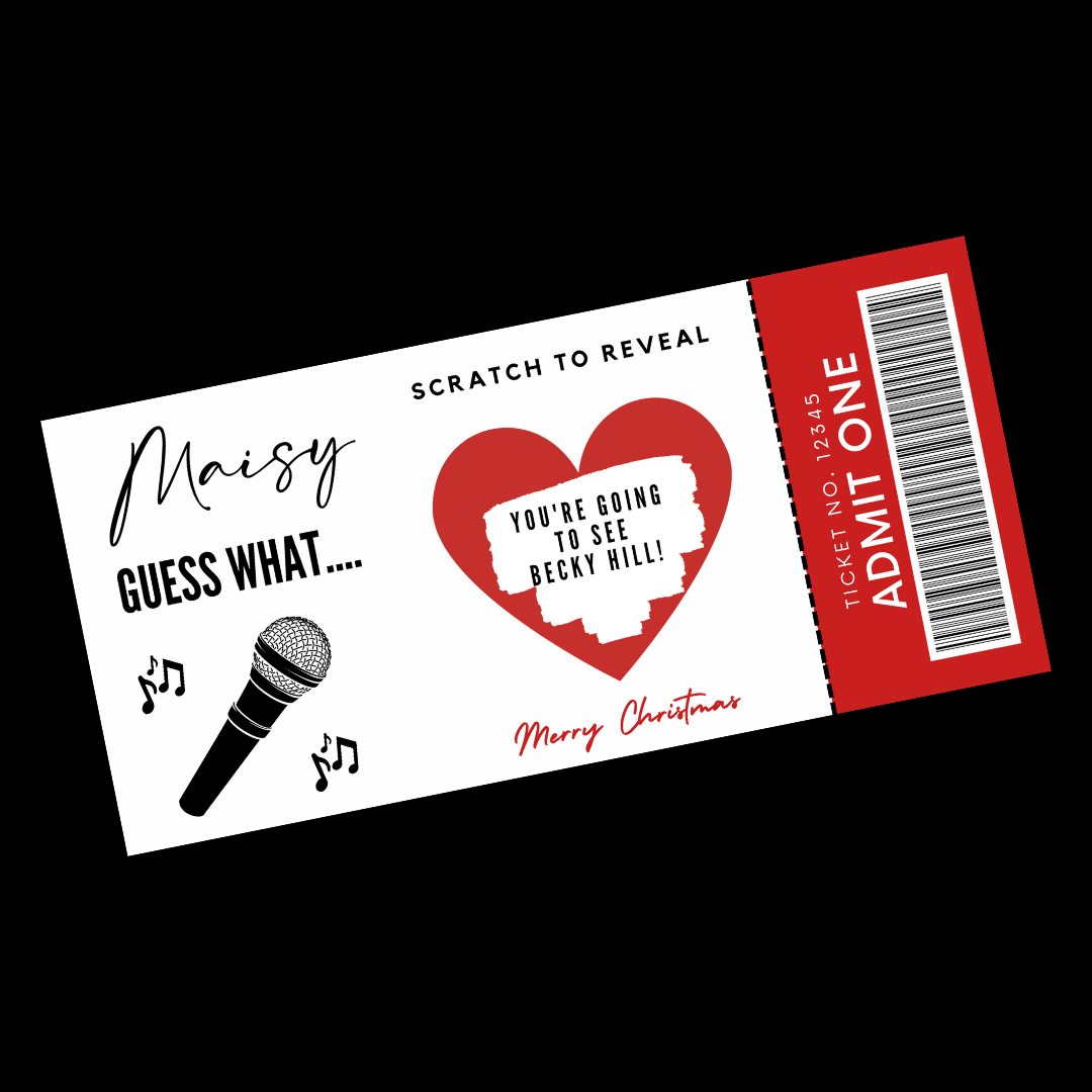 Surprise Ticket Print | Personalised Concert Scratch Reveal Ticket | Gift Idea