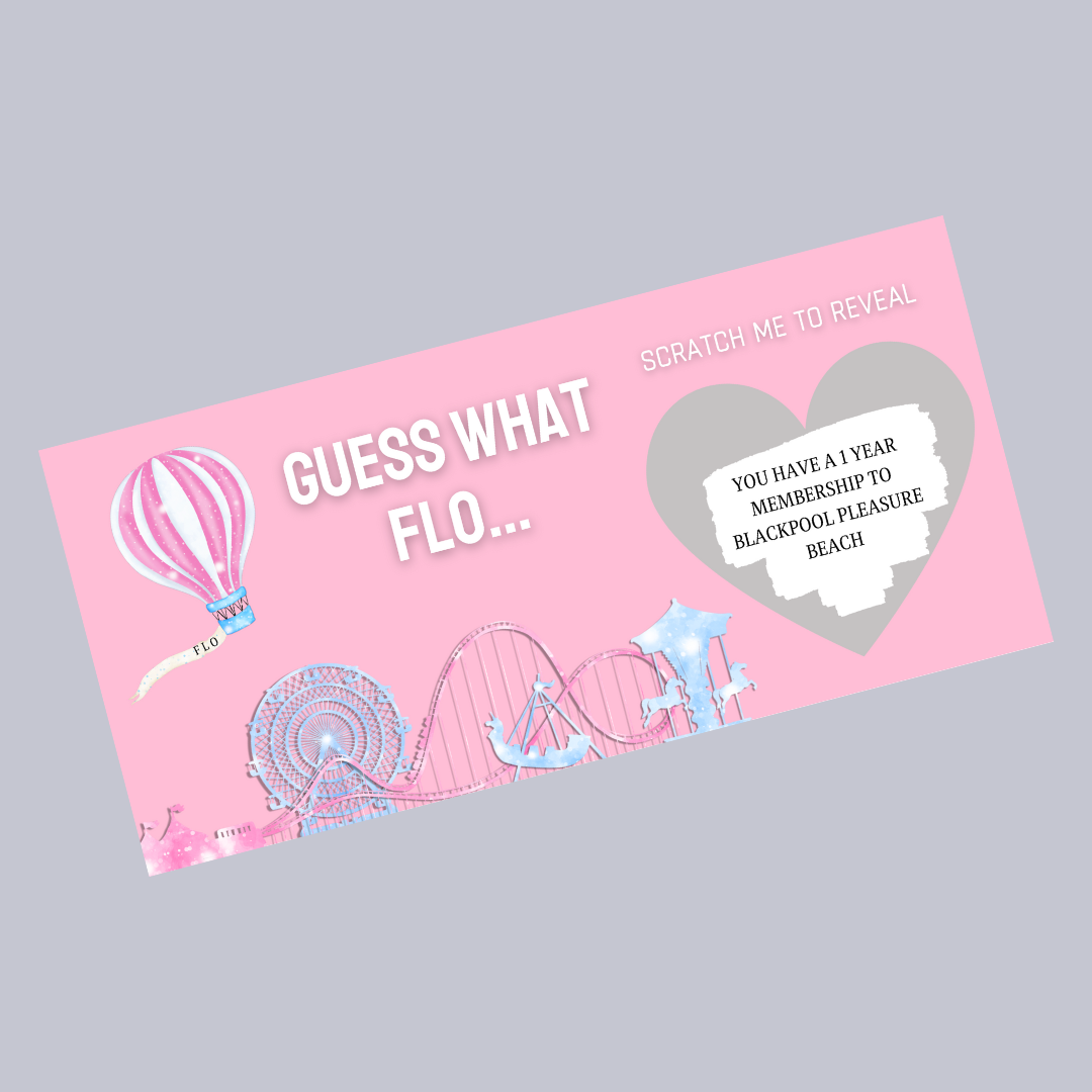 Surprise Ticket Print | Personalised Pink Theme Park Ticket Pass Voucher Membership | Scratch Reveal | Gift Idea