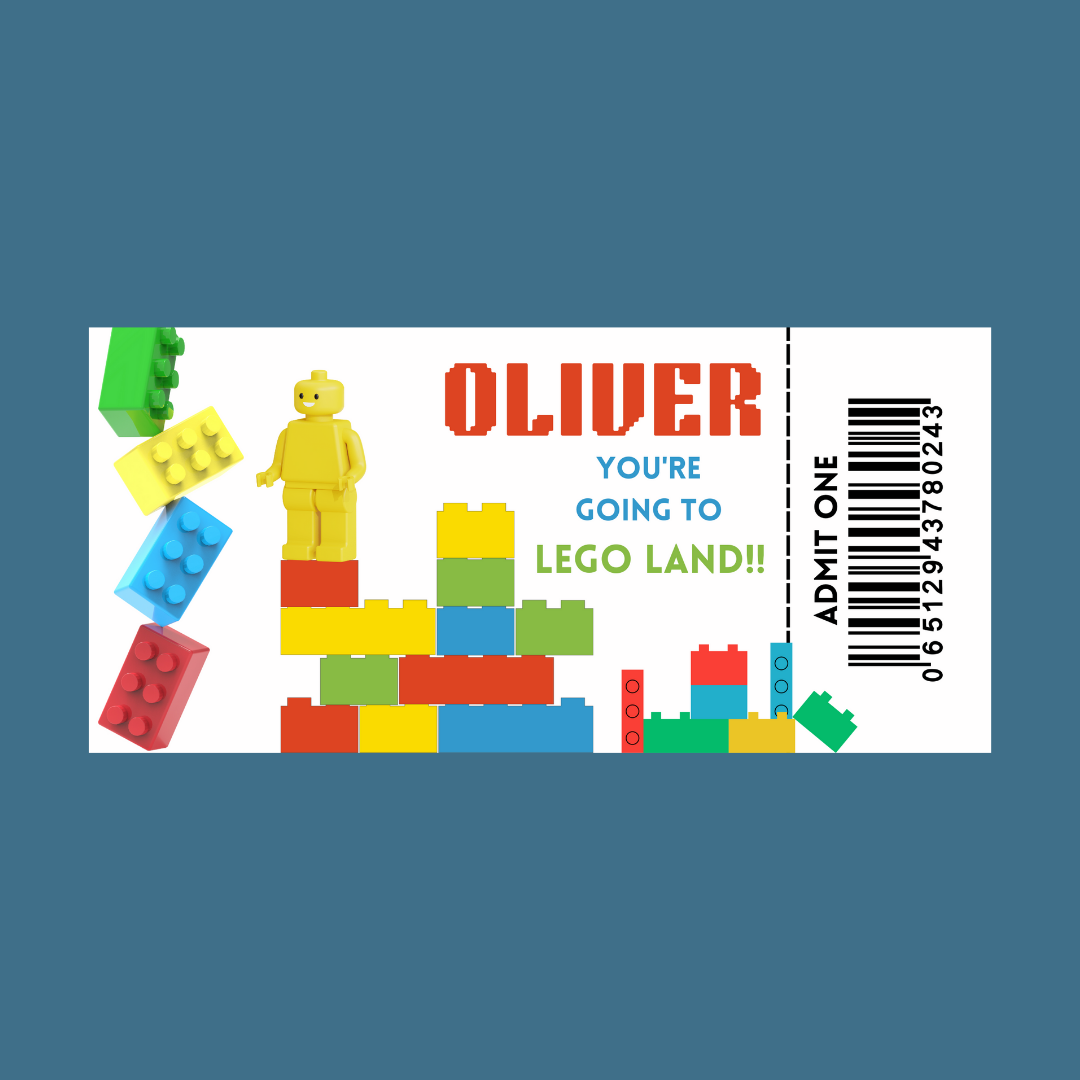 Surprise Ticket Print | Personalised Brick Ticket Voucher | Gift Idea (Design 1)