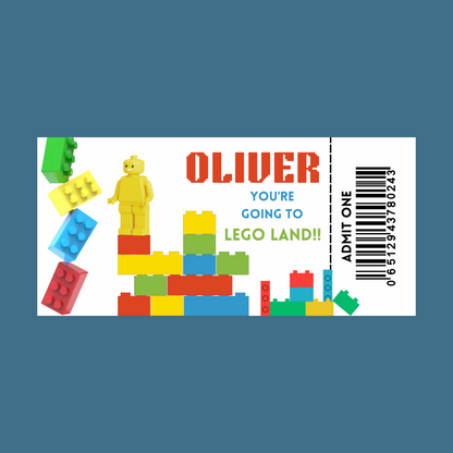 Surprise Ticket Print | Personalised Brick Ticket Voucher | Gift Idea (Design 1)