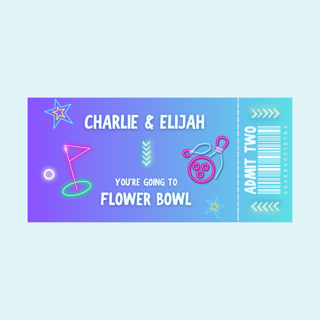 Surprise Ticket Print | Personalised Crazy Golf/Bowling Ticket Pass Voucher Membership | Gift Idea