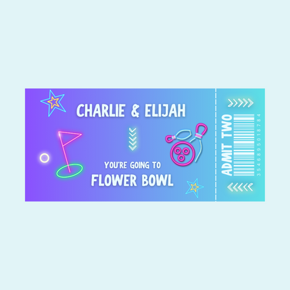 Surprise Ticket Print | Personalised Crazy Golf/Bowling Ticket Pass Voucher Membership | Gift Idea