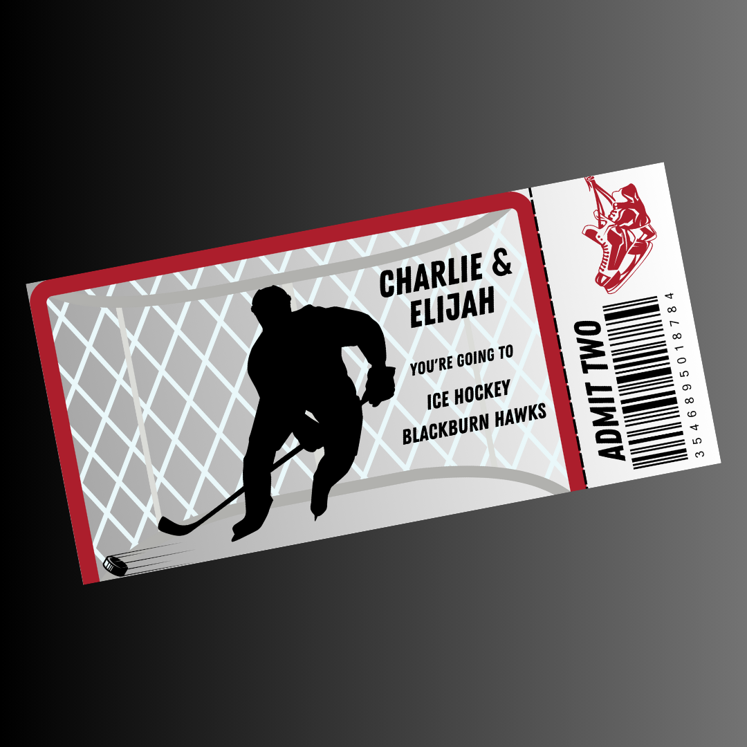 Surprise Ticket Print | Ice Hockey Ticket Voucher | Gift Idea