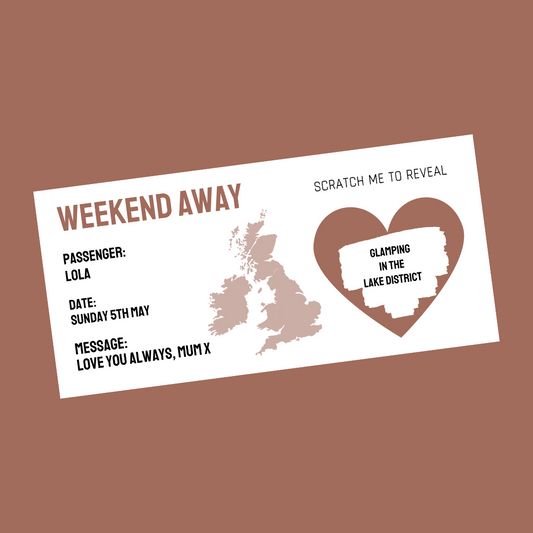 Rose Gold Surprise Ticket Print | Personalised Weekend Away Scratch Reveal Ticket | Staycation UK | Gift Idea