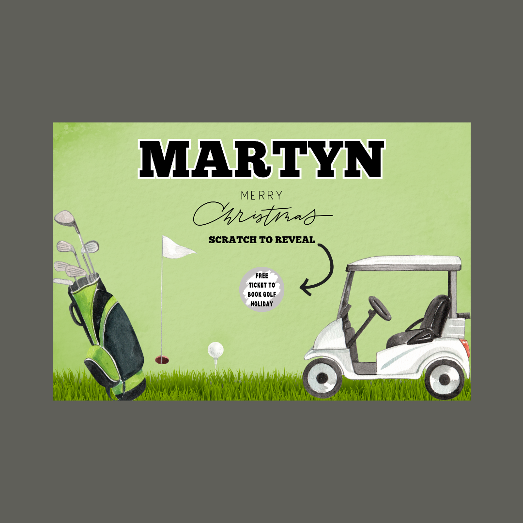 Surprise Gift Voucher Print | Personalised Golf Ticket Pass Voucher | Scratch Reveal | Gift Idea