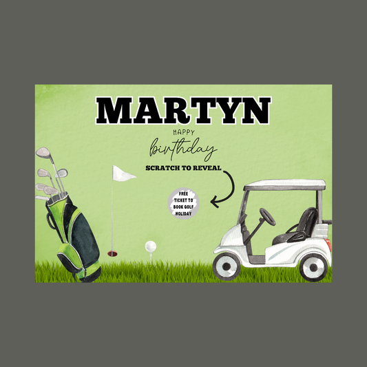 Surprise Gift Voucher Print | Personalised Golf Ticket Pass Voucher | Scratch Reveal | Gift Idea