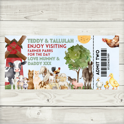 Surprise Ticket Print | Personalised Farm Ticket Pass Voucher Membership | Gift Idea
