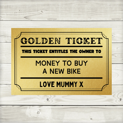 A6 Print | Golden Ticket Gift Voucher | Gift Idea