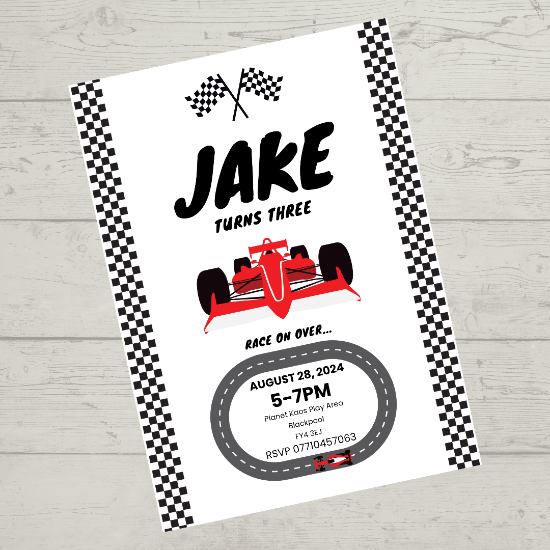 Motor Racing Theme Invitation Race Car Invitations | A6 Invites | Racing Car Theme | Party Invitatio ...