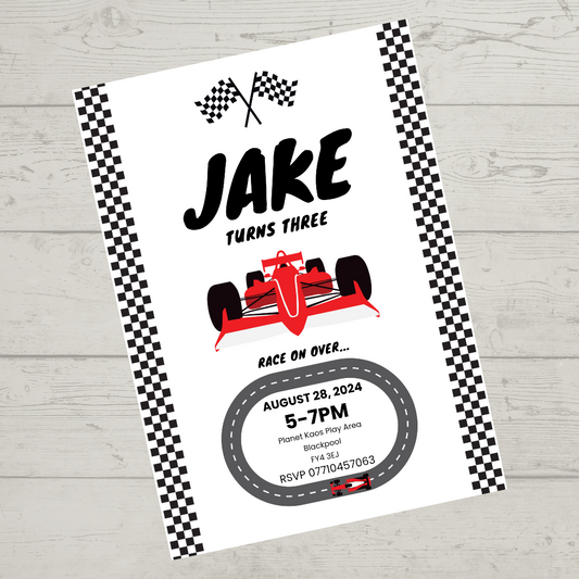 Race Car Invitations | A6 Invites | Racing Car Theme | Party Invitations