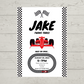 Race Car Invitations | A6 Invites | Racing Car Theme | Party Invitations
