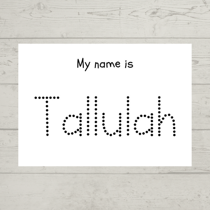 Children's Laminated Name Tracing Worksheet | Learning to Write Name | Practice Sheet | Dry Erase, School Activity