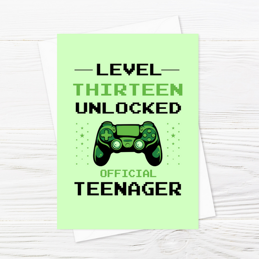 Birthday Card | Official Teenager | Thirteen Card | Gaming Card