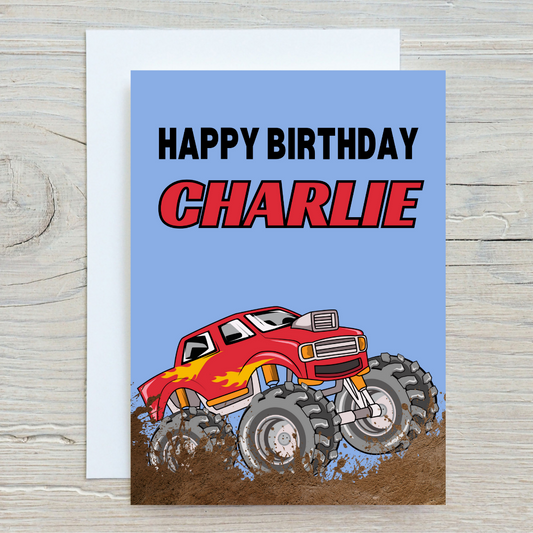Birthday Card | Monster Truck Birthday Card | Personalised Card