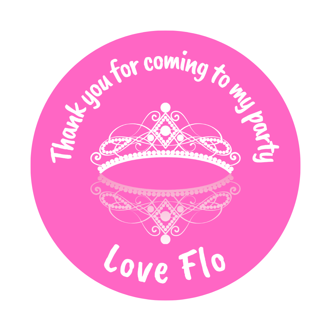 Fuchsia Pink Princess Tiara Crown Stickers | Circle Stickers | Sticker Sheet | Princess Theme
