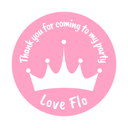 Baby Pink Princess Crown Stickers | Circle Stickers | Sticker Sheet | Princess Theme