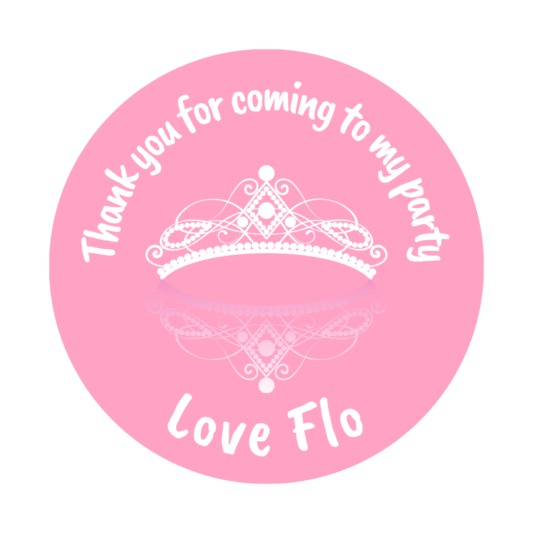 Baby Pink Princess Tiara Crown Stickers | Circle Stickers | Sticker Sheet | Princess Theme