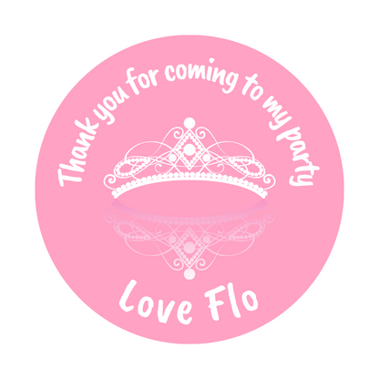 Baby Pink Princess Tiara Crown Stickers | Circle Stickers | Sticker Sheet | Princess Theme