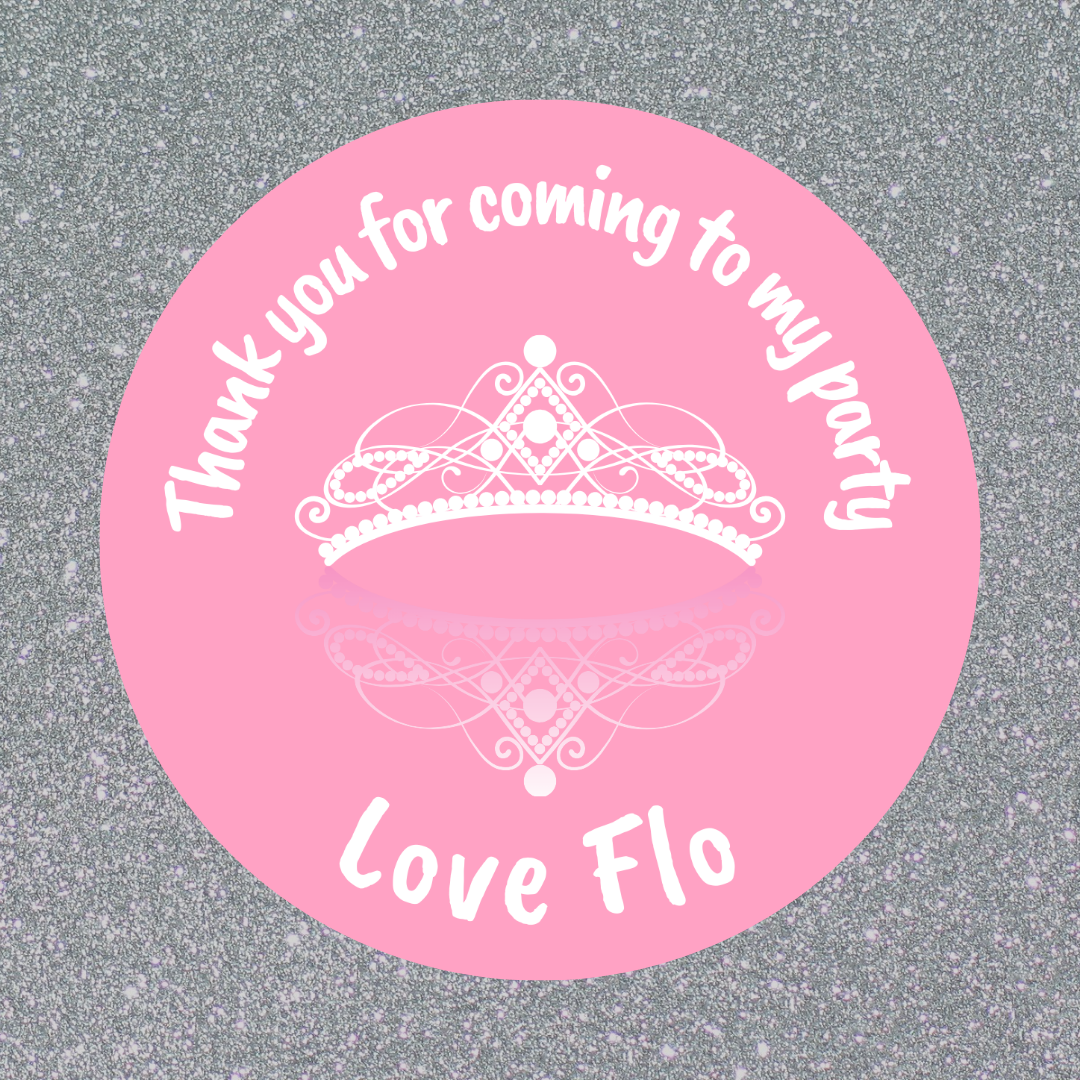 Baby Pink Princess Tiara Crown Stickers | Circle Stickers | Sticker Sheet | Princess Theme