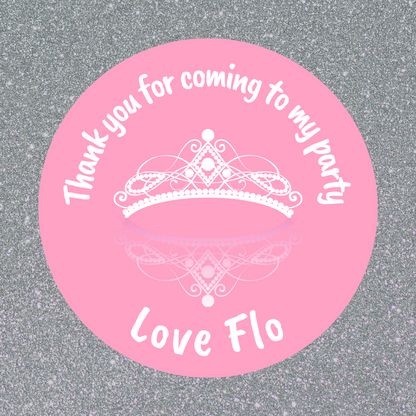 Baby Pink Princess Tiara Crown Stickers | Circle Stickers | Sticker Sheet | Princess Theme