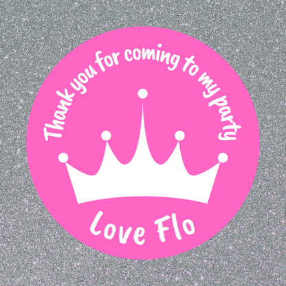 Fuchsia Pink Princess Crown Stickers | Circle Stickers | Sticker Sheet | Princess Theme