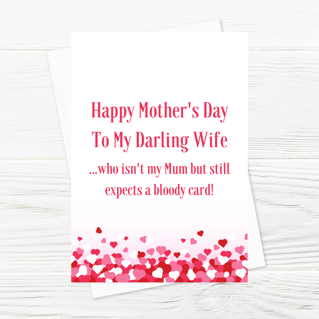 Mothers Day Card | Happy Mother's Day To My Darling Wife | Funny Mothers Day Card