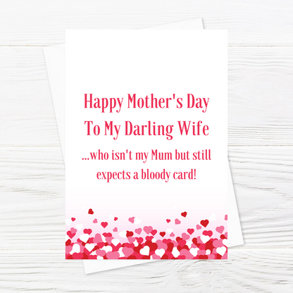 Mothers Day Card | Happy Mother's Day To My Darling Wife | Funny Mothers Day Card