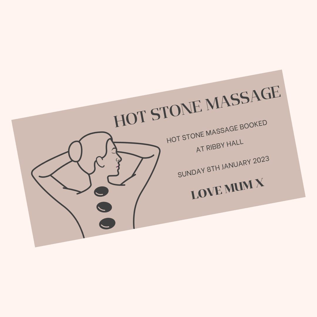 Surprise Ticket Print | Personalised Hot Stone Massage Treatment Ticket Voucher | Spa Day Gift Idea