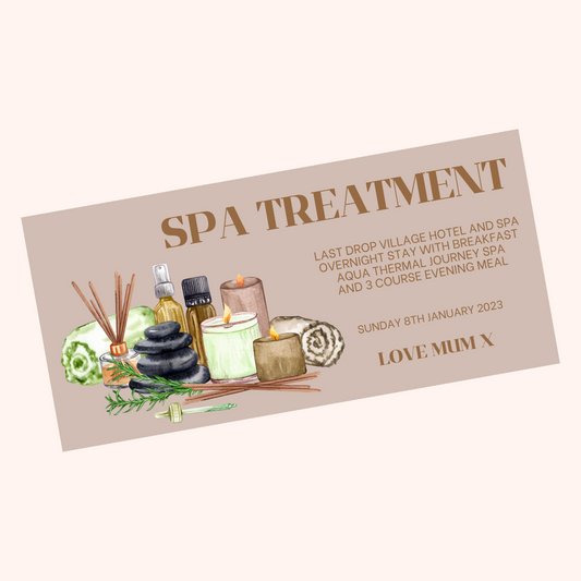 Surprise Ticket Print | Personalised Brown Spa Day, Treatment Ticket Pass Voucher | Gift Idea