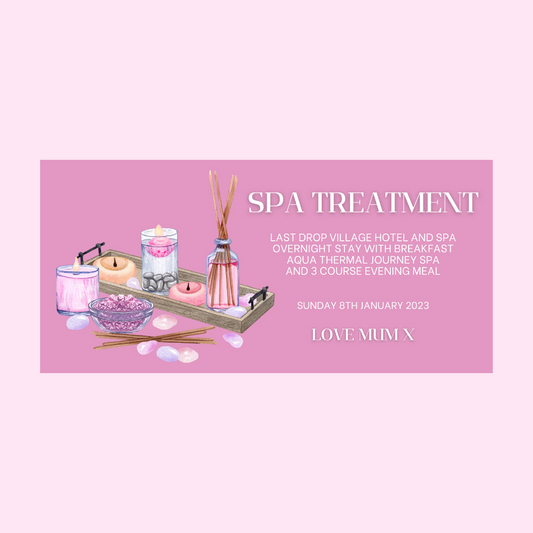 Surprise Ticket Print | Personalised Pink Spa Day, Treatment Ticket Pass Voucher | Gift Idea