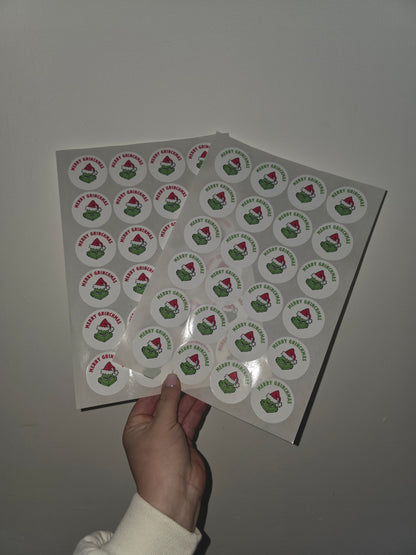 Christmas Stickers | Personalised Christmas Grinch Stickers | Christmas Gift Stickers