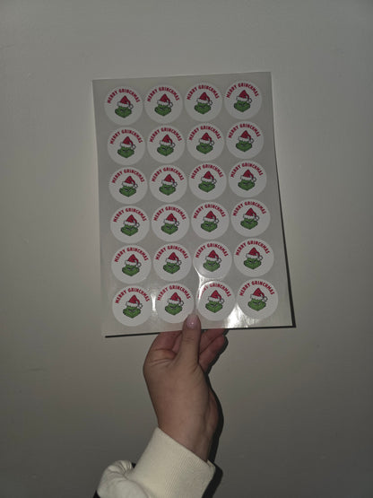 Christmas Stickers | Personalised Christmas Grinch Stickers | Christmas Gift Stickers