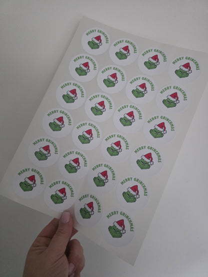Christmas Stickers | Personalised Christmas Grinch Stickers | Christmas Gift Stickers