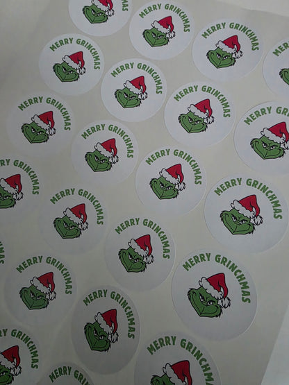 Christmas Stickers | Personalised Christmas Grinch Stickers | Christmas Gift Stickers
