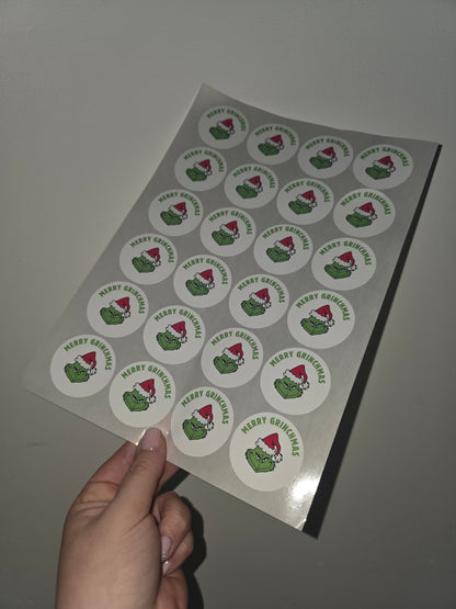 Christmas Stickers | Personalised Christmas Grinch Stickers | Christmas Gift Stickers