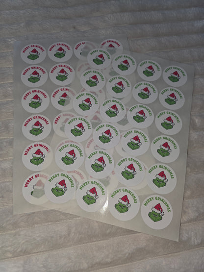 Christmas Stickers | Personalised Christmas Grinch Stickers | Christmas Gift Stickers
