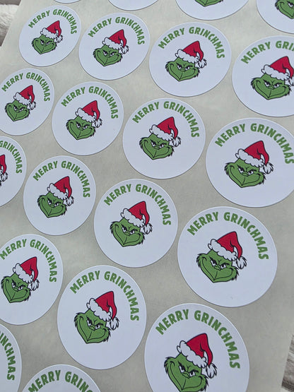 Christmas Stickers | Personalised Christmas Grinch Stickers | Christmas Gift Stickers