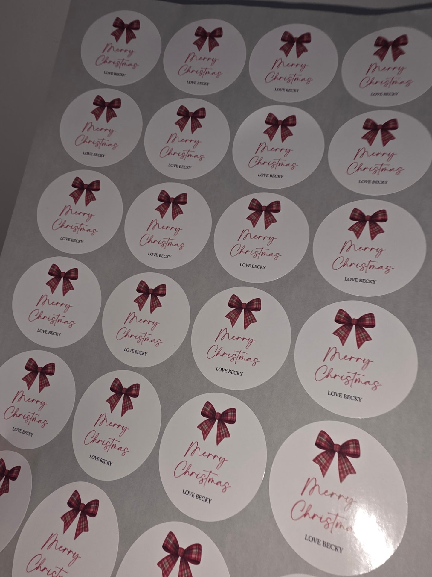 Christmas Stickers | Personalised Christmas Tartan Bow Stickers | Christmas Gift Stickers