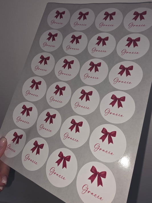 Christmas Stickers | Personalised Christmas Red Bow Stickers | Christmas Gift Stickers