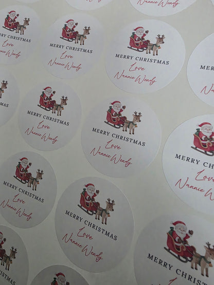 Christmas Stickers | Personalised Christmas Santa Sleigh Stickers | Christmas Gift Stickers