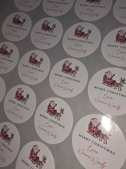 Christmas Stickers | Personalised Christmas Santa Sleigh Stickers | Christmas Gift Stickers