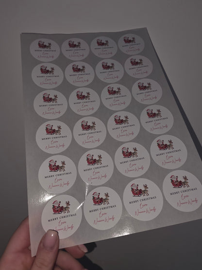 Christmas Stickers | Personalised Christmas Santa Sleigh Stickers | Christmas Gift Stickers