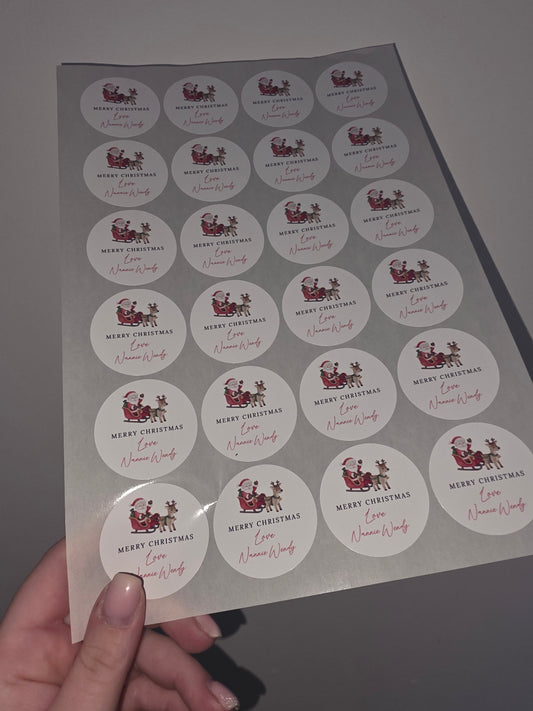 Christmas Stickers | Personalised Christmas Santa Sleigh Stickers | Christmas Gift Stickers