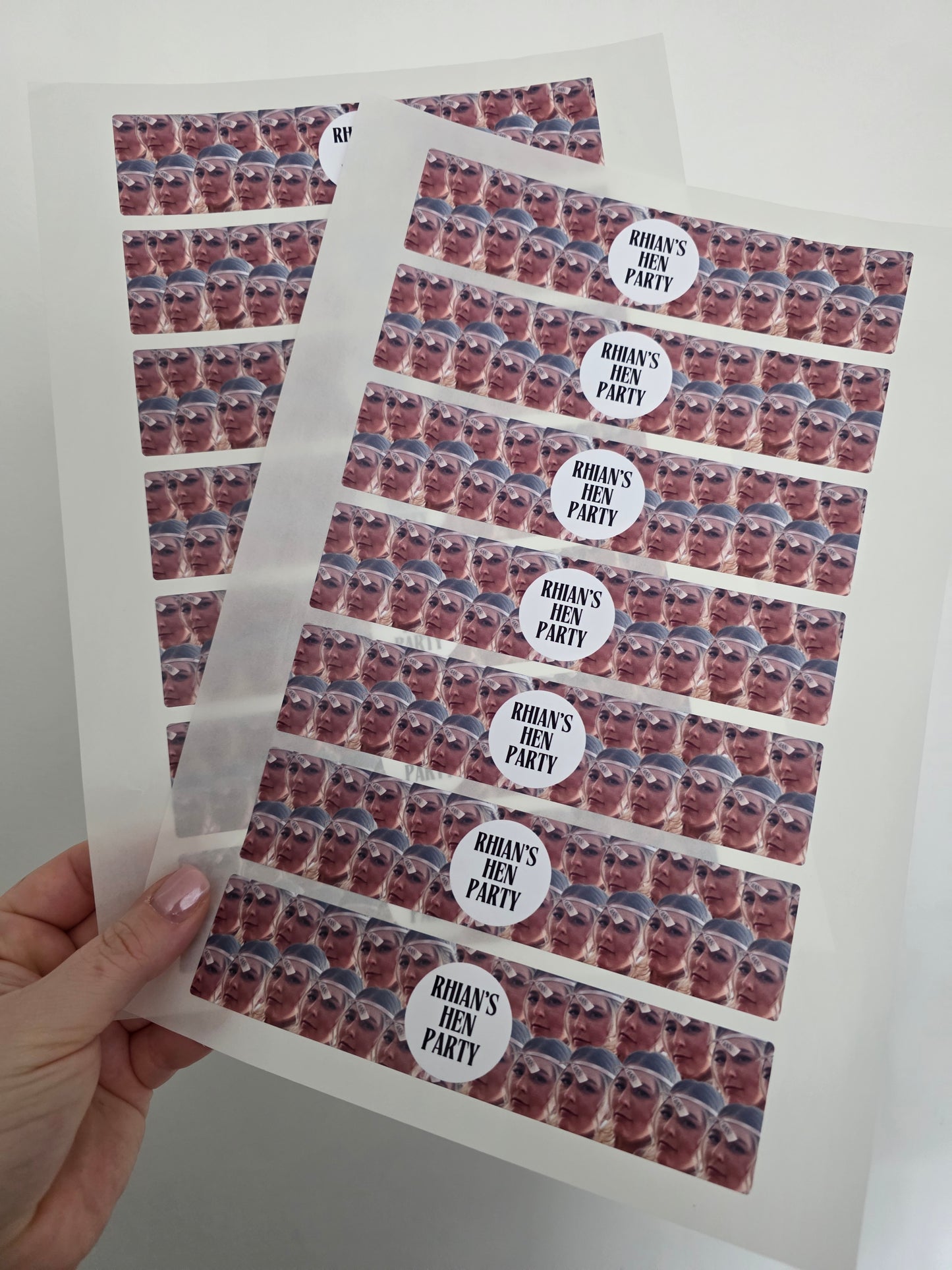 Photo, Face Design | Water Bottle Labels | Hen Party, Birthday Party - Dinky Designs