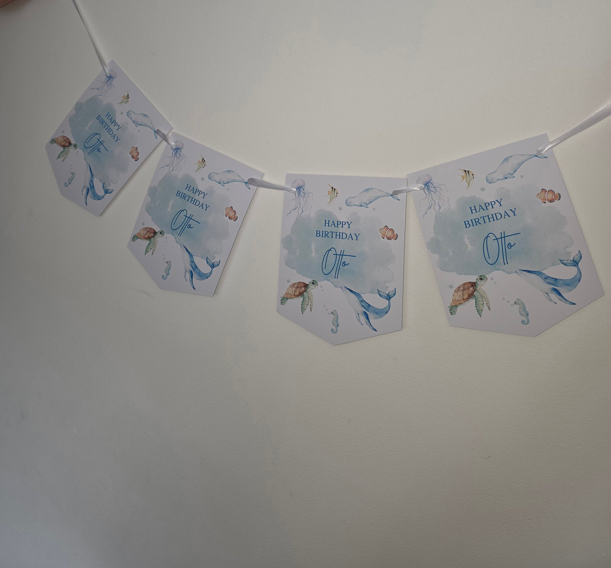 Party Bunting | Personalised Under The Sea Birthday Party Bunting | Under The Sea Party Banner - Dinky Designs