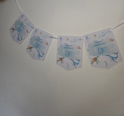 Party Bunting | Personalised Under The Sea Birthday Party Bunting | Under The Sea Party Banner - Dinky Designs