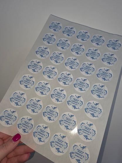Shark Party Stickers | Circle Stickers | Sticker Sheet | Party Stickers | Shark Party Theme - Dinky Designs
