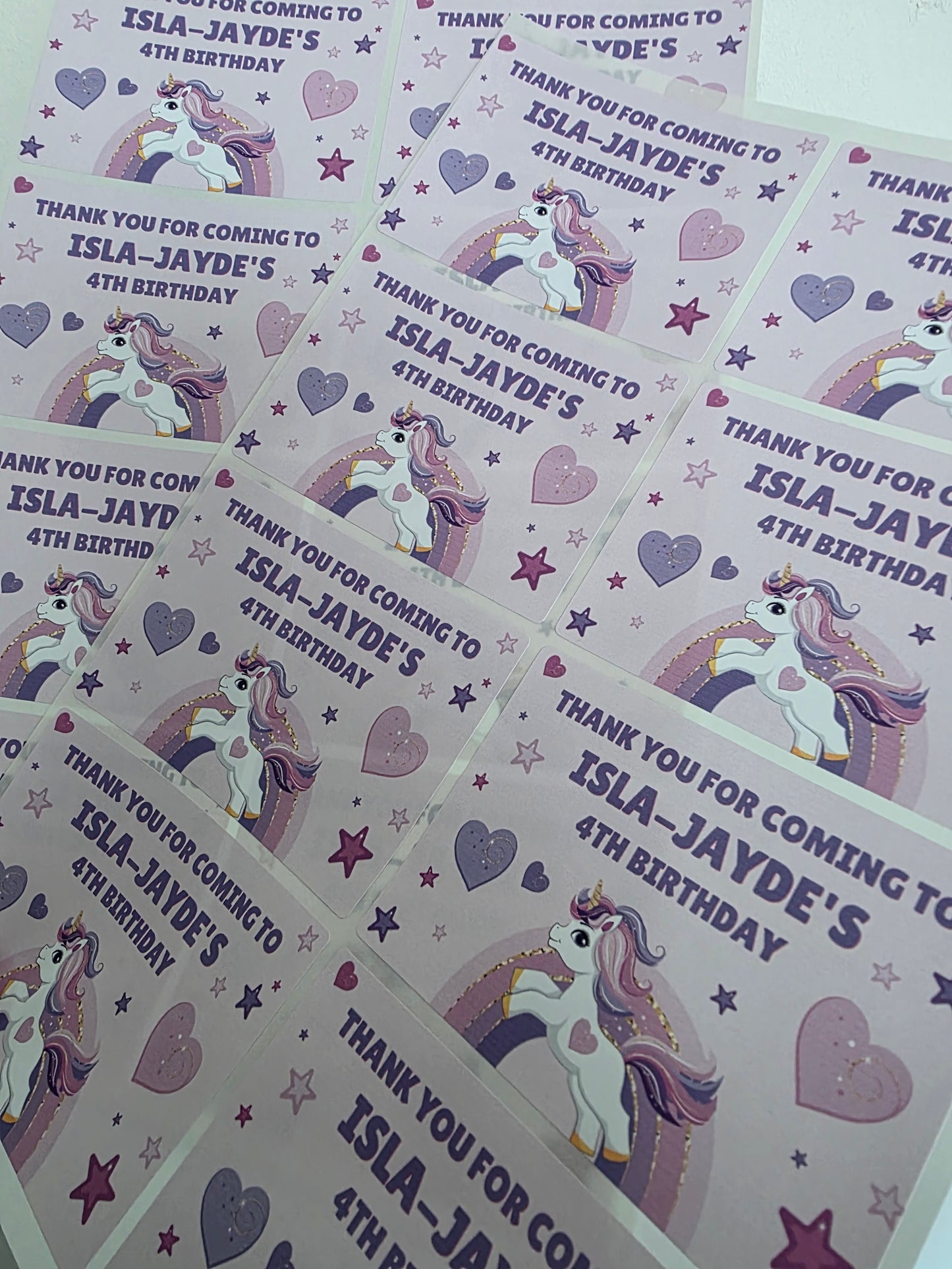 Rectangle Stickers | Unicorn Party Stickers | Party Bag Stickers - Dinky Designs