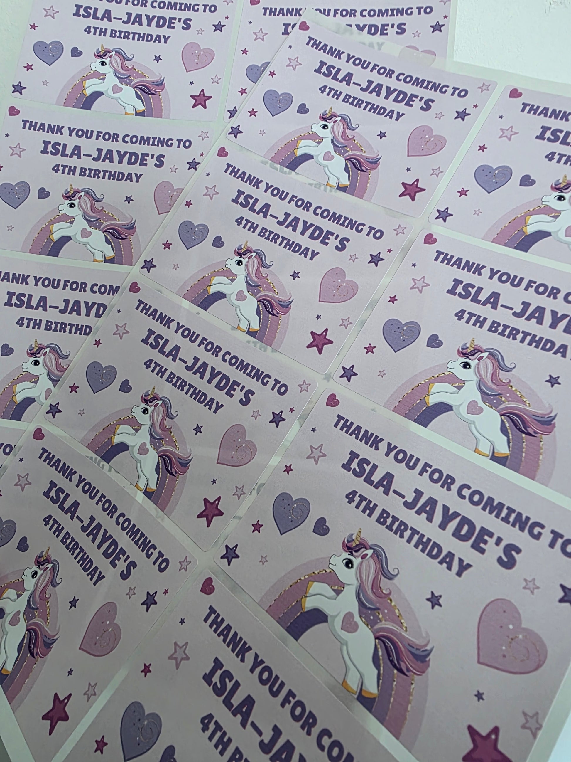 Rectangle Stickers | Unicorn Party Stickers | Party Bag Stickers - Dinky Designs